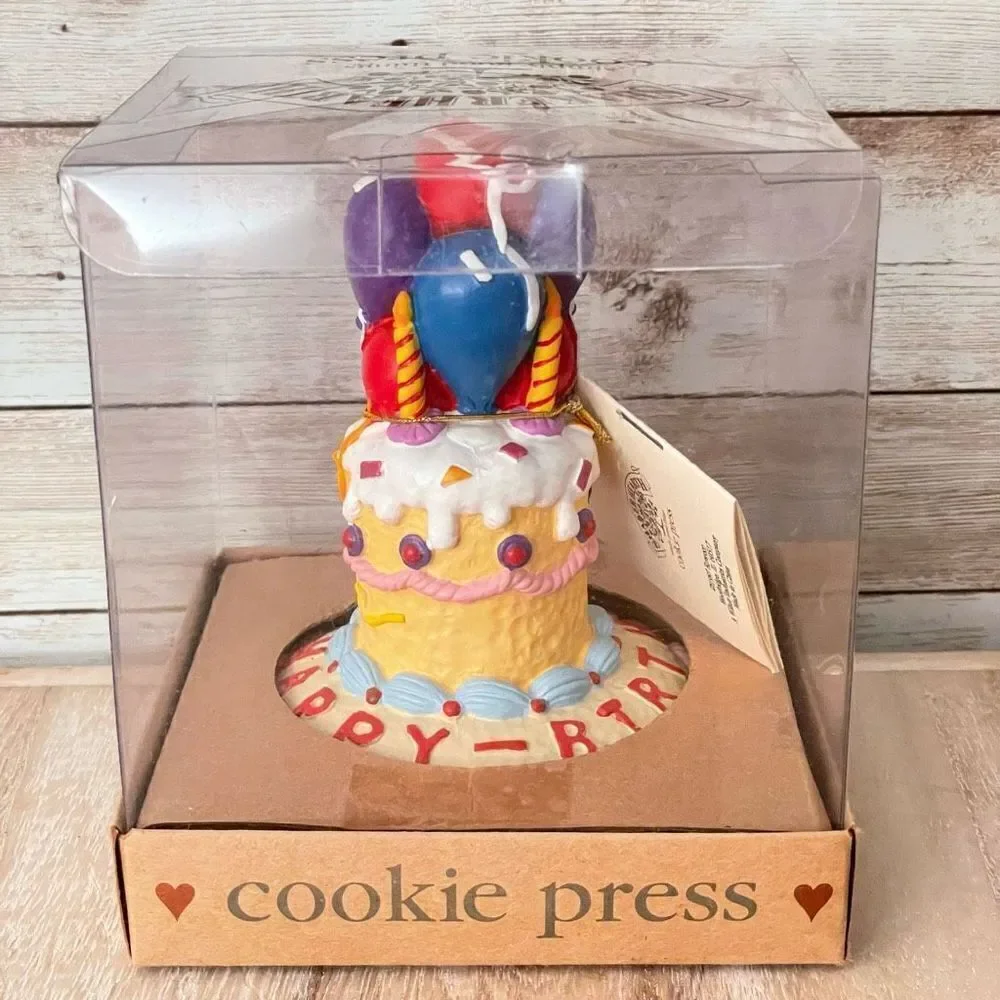 NIB Vintage 1997 Shaker Hearth/ Wilton Cookie Press Mold Stamp Happy Birthday
